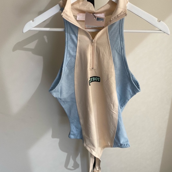 Playboy Stone Colorblock Zip Through Bodysuit - Picture 5 of 5